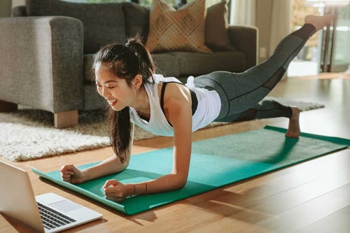 Remote worker takes advantage of online fitness class | Equiem tenant app