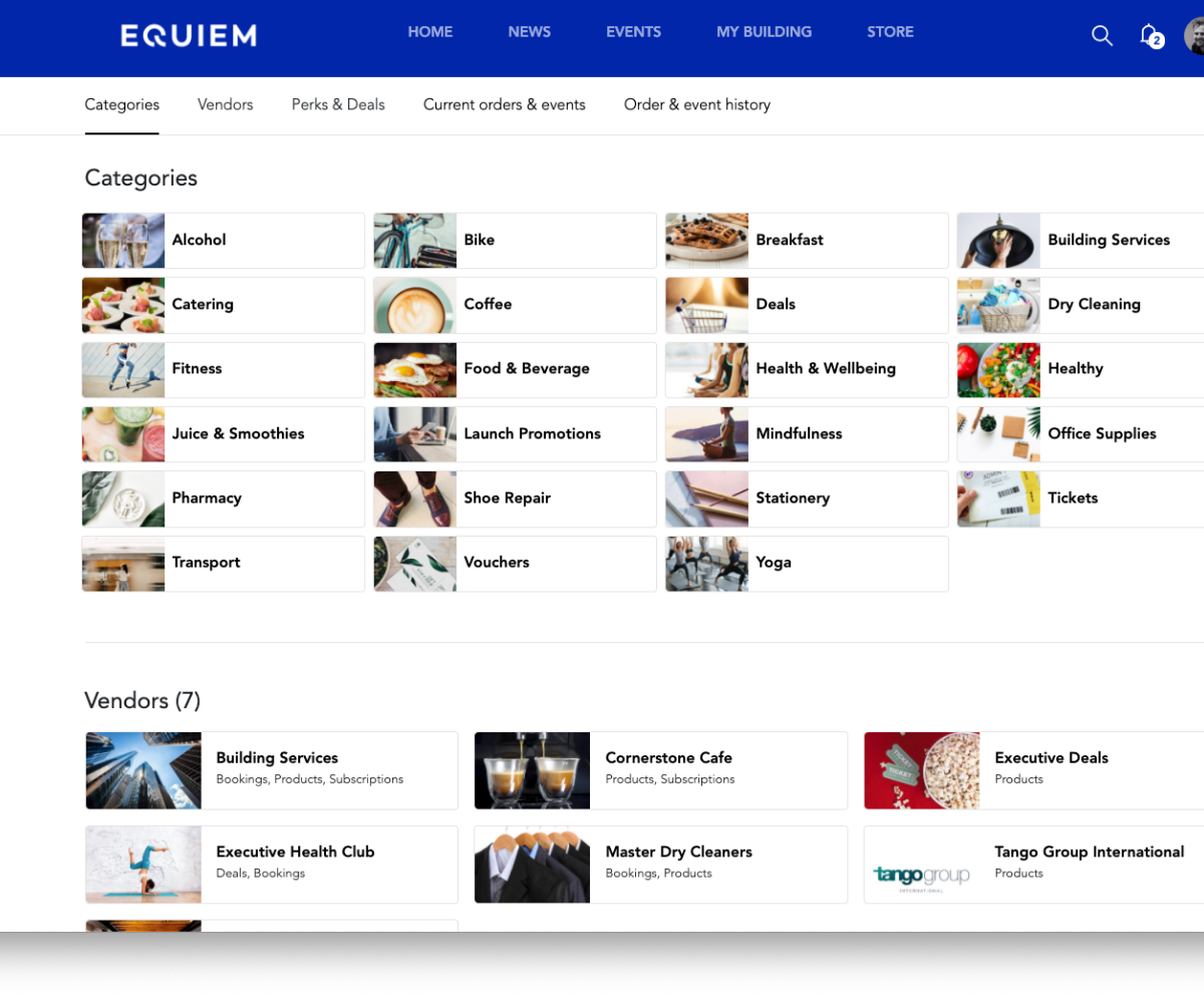 Equiem's online eCommerce marketplace | Equiem tenant app