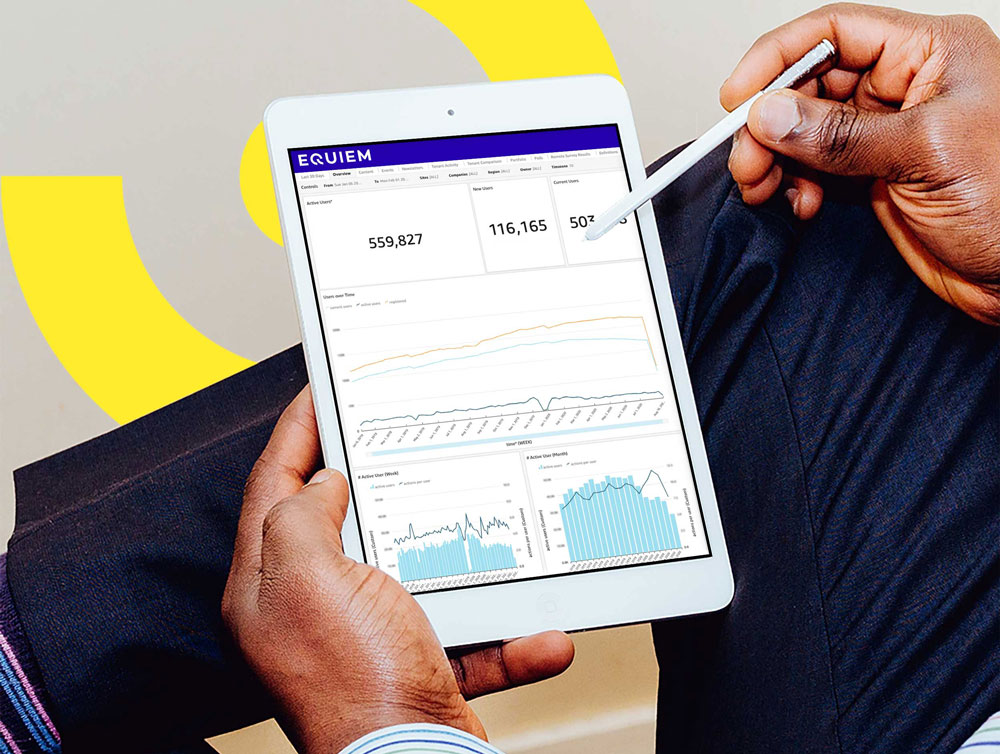 Landlord views Equiem's new data analytics dashboard on a tablet | Equiem tenant app
